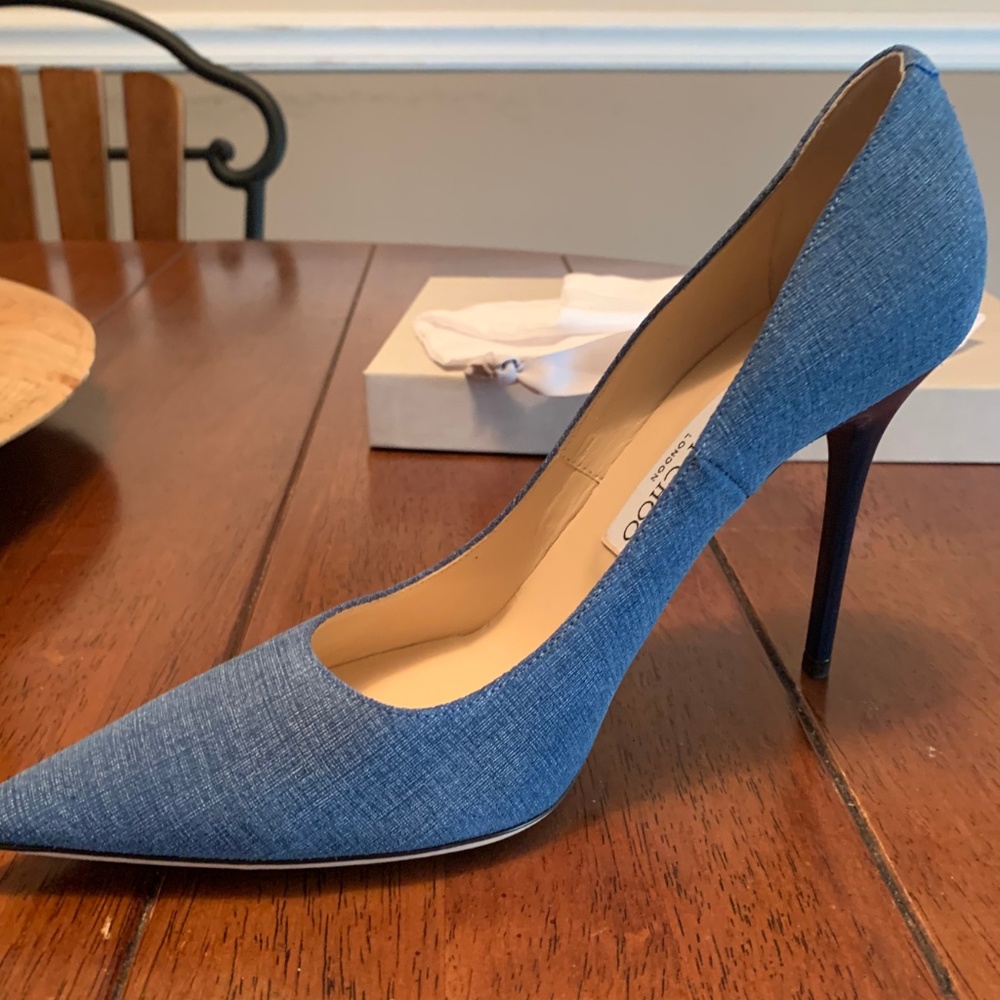 Brand NEW Jimmy Choo Women's Blue Abel Denim Pumps